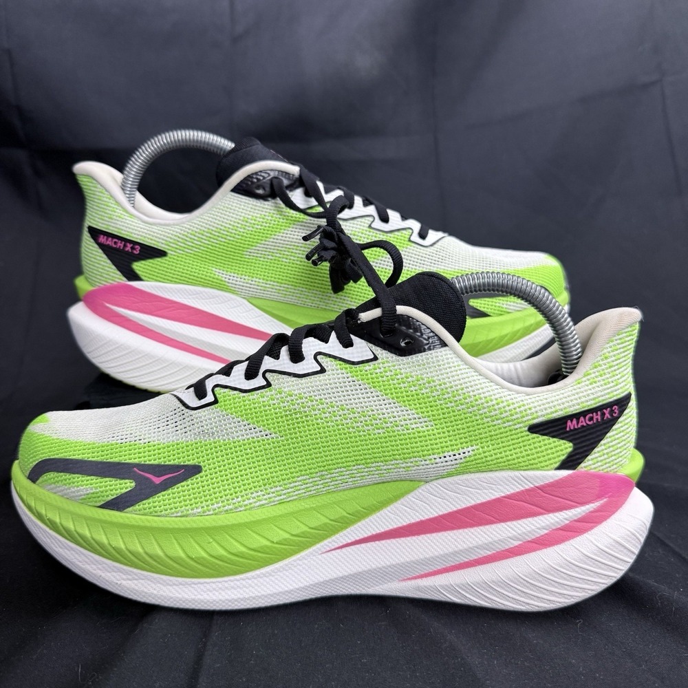 Hoka Mach X 3 Womens Size 10 B Running Shoes White Neon Lemon 1168721 WNL - Picture 2 of 10